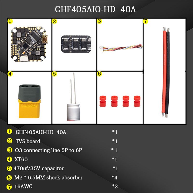 Drone Racing Esc - Controlador de Voo AIO ABTI-GHF405AIO-HD 40A